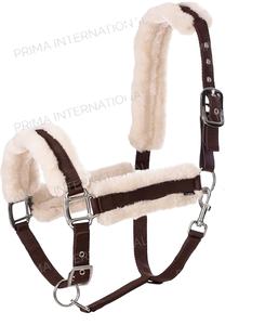 Ensemble de licou de cheval de selle anglaise réglable en nylon avec rembourrage épais et corde de plomb avec raccords en or rose - Product Image 2