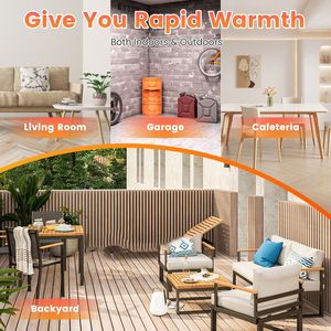 Riscaldatore a Infrarossi Impermeabile IP65 per Interni ed Esterni, Riscaldamento Rapido a 3 Velocità, Pronto in 3 Secondi, Altezza Regolabile, Supporto a Treppiede o Montaggio a Parete, per Patio - Product Image 3