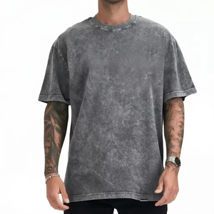 Camiseta de algodón lavado oversize para hombre, manga corta, cuello redondo, estilo vintage, color liso, ajuste jersey, largo regular - Product Image 6