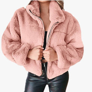 Women's Autumn Winter Wool Coat Tops Fashion <b>Large</b> Size Plus Zipper Button Cardigan Fleece Top Plain Dyed Breathable <b>Plush</b> Warm - Product Image 4