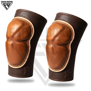 Genouillères en cuir de qualité supérieure, personnalisées, épaisses, offrant une protection contre les chocs, universelles, unisexes, avec fermeture à scratch. - Product Image 1