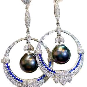 Boucles d'oreilles pendantes en perles d'or naturelles riches de 11-12 mm, 925, mode exquise, polyvalentes, brillance de diamant, nouvelles imperfections mineures, élégantes - Product Image 5