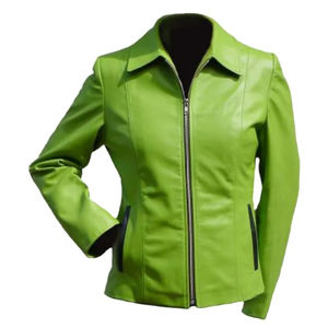 Customized Women Fashion Cool Jacket Striped Leather Sleeve Yellow Cropped Bomber Jacket Women Jacket - Product Image 4