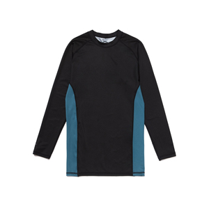 T-shirt de compression à manches longues pour homme, noir et turquoise, à séchage rapide, pour entraînement MMA, style ajusté, adulte - Product Image 1