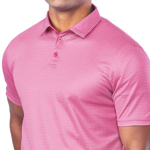 T-shirt rose à manches courtes pour homme, motif uni, style décontracté, coupe classique, respirant, tricoté, 100 % polyester, logo frontal, séchage rapide - Product Image 4