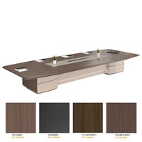Table de réunion de luxe haut de gamme en forme de bateau de 14 pieds pour 10-12 personnes, avec prises électriques et éclairage LED, idéale pour les dirigeants