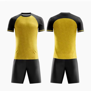 Ensemble de maillots de football de haute qualité à manches courtes, respirant, à séchage rapide, 100 % polyester, bleu foncé, logo personnalisé, uniformes de football - Product Image 3