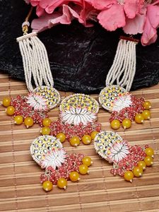 Elegante conjunto de joyería indio de acero inoxidable con collar largo de perlas en capas estilo Rani Haar, con circonitas y Kundan, ideal para bodas, aniversarios y compromisos. - Product Image 2