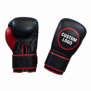 Gants de boxe professionnels en cuir en gros avec sangle de poignet lacée, noirs et rouges, anti-humidité, fabricant OEM - Product Image 6