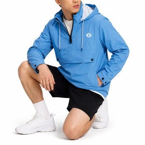 Custom Sky Blue Packable Pullover Nylon Sky Blue Windbreaker <b>jacket</b> for <b>men</b> Lightweight Hooded Outdoor Anorak Wholesale <b>Jackets</b> - Product Image 6