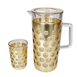 Pichet et verre à eau en plastique acrylique métallisé - Product Image 1