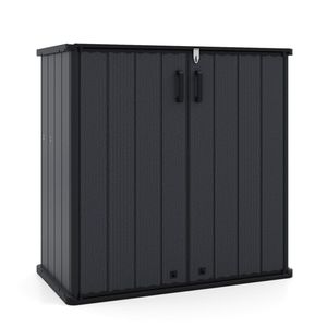 Armadio da Giardino Nero da Esterno da 23,5 Cu.ft con Porta Lucchettabile, in PP HDPE, Orizzontale, con Telaio in Resina Plastica - Product Image 3