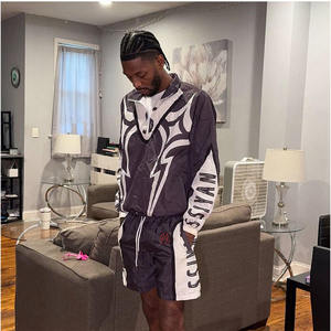 OEM <b>Wind</b> <b>Breaker</b> Plus Size Sets Windproof Men Polyester Nylon Windbreaker Short Tracksuit Zipper Jackets and Shorts 2 Pcs Set - Product Image 6