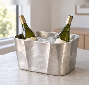 Cubo de Hielo de Acero Inoxidable Martillado con Tapa, Enfriador de Vino Redondo Aislado con Capacidad para 4 Botellas, Ideal para Fiestas - Product Image 3