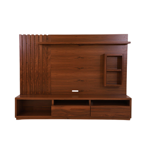Meuble TV mural moderne en teck massif, console multimédia, centre de divertissement, meubles sur mesure pour hôtel, appartement, villa, salon - Product Image 1