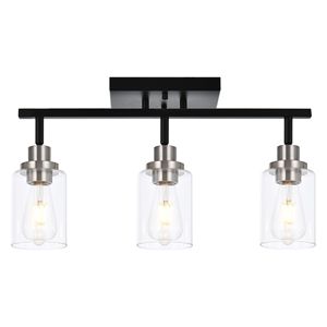 Kit di illuminazione a binario a 3 luci nero opaco con finitura nichel spazzolato, faretti da soffitto per bagno e corridoio, per veranda e ingresso - Product Image 3