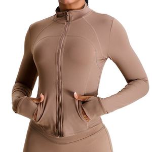 Women's <b>Cropped</b> Stand Collar Yoga Jacket Slim Fit Workout <b>Zip</b> <b>Up</b> with Windproof Panels Breathable Running Cover for Outdoor - Product Image 1