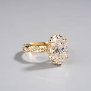 Anillo Art Deco con Diamante Ovalado de 3.01CT Cultivado en Laboratorio, Estilo Vintage, para Mujer, Oro Sólido de 14K, Regalo de Boda para Novia - Product Image 3