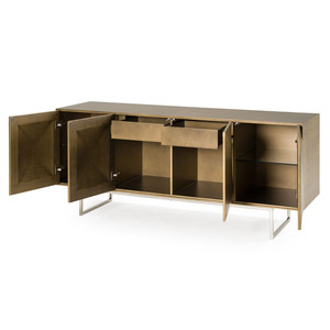 Modern Eco-Friendly Geometric Solid Wood <b>Sideboard</b> 4 Slab Doors Contemporary Living Room Cabinet <b>Storage</b> Apartment Hotel - Product Image 3