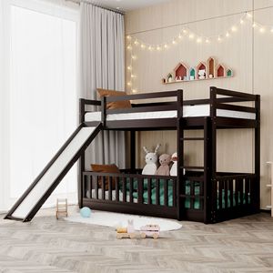 Letto a Castello Espresso Twin Over Twin con Scivolo e Scala, Letti per Bambini, Vecchio SKU LP000009AAP - Product Image 1