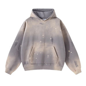 Sweat-shirt à capuche oversize pour homme, couleur unie, impression par pulvérisation, design avec poche, vêtement d'hiver, 100% coton, tissu French Terry, brodé - Product Image 3