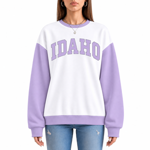 Sudadera de cuello redondo para mujer, nueva y moderna, con bloques de color, mangas rosas, estampado de letras de Florida, hombros caídos, estilo casual. - Product Image 6