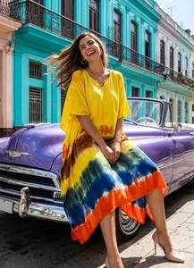 High Quality Designer Rayon <b>Kaftan</b> Tie Dyed <b>Summer</b> Daily Wear Regular Fit Sweetheart neck at Best Price by Supplier - Product Image 5