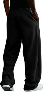 Pantalones Deportivos Extra Grandes para Hombre, Corte Holgado, Pierna Ancha, Felpa Gruesa, Estilo Urbano, para Descansar, Gimnasio, Casual - Product Image 2