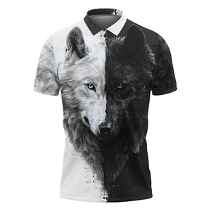 Chemises Polo pour Hommes avec Motif Loup Mythique, Décontractées, à Manches Courtes, Coupe Ajustée, Respirantes, Légères, Extensibles, Chemises de Golf pour Hommes, Élégantes - Product Image 1