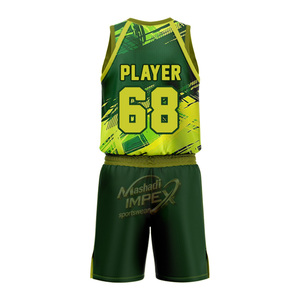 Ensemble de maillots de basket-ball sublimés, imprimé géométrique vert et jaune, uniforme de basket-ball respirant, vêtements unisexes pour adultes - Product Image 4