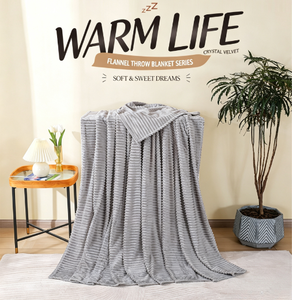 Manta de Lana Suave y Esponjosa de Lujo, Manta a Rayas Cálida Personalizada al por Mayor, Manta de Invierno para Sofá, Cama Doble, Textil para el Hogar, OEM, ODM - Product Image 4