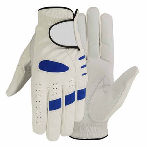 Gants de golf en cuir véritable, design personnalisé, respirants, fabriqués en usine, taille personnalisée, blancs, portés sur la main gauche - Product Image 6