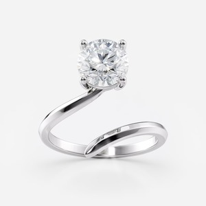 14k Gold <b>Open</b> Bypass <b>Ring</b> 1.50 CT Lab Grown Diamond Round Brilliant Cut IGI Certified Luxury Engagement - Product Image 1