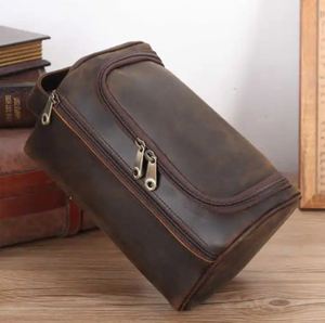 Bolsa de Cosméticos de Cuero, Tamaño Mediano, Estilo Vintage, Cierre de Cremallera, Asa Suave, Detalle de Remache, Diseño Duradero - Product Image 6
