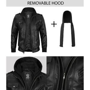 Plain High Street Men's <b>Gothic</b> Biker <b>Jacket</b> Punk Leather Coat Winter Eco-friendly Silver Skull Cross Hardware Slim Fit Stand - Product Image 6