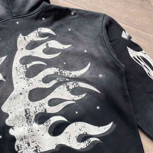 Survêtement décontracté respirant et épais Saint World pour homme, style streetwear, manches longues, coupe ample, hiver, noir avec strass - Product Image 5