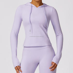 Haut à manches longues de yoga de haute qualité vêtements de sport personnalisés pour femmes sweats à capuche de yoga vêtements d'entraînement haut de sport à manches longues - Product Image 6