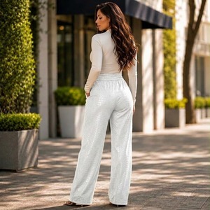 Pantalon en cuir taille haute à pattes d'éléphant pour femme, imprimé crocodile, coupe évasée - Product Image 5