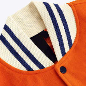Veste universitaire unisexe orange avec manches, col montant, coupe classique, en laine, coupe-vent, respirante, pour l'hiver - Product Image 6