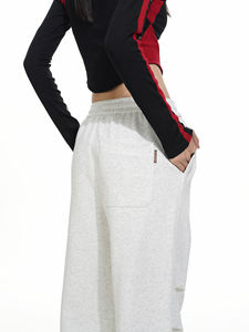 HANO 2024 Casual ODM Women Canvas Breathable Spring Mid <b>Elastic</b> Waist <b>Lace</b>-up Nonwoven Straight-Leg Cargo Pants Loose Fit - Product Image 4