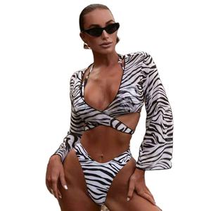 Conjunto de Bikini de tela suave con estampado por sublimación, traje de baño de tacto lujoso para mujer, traje de baño de dos piezas de Material único para amantes de la moda - Product Image 1