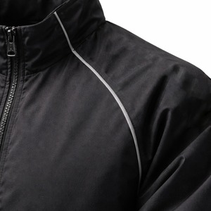 Ensemble de survêtement noir uni pour homme, veste à col montant avec fermeture éclair et pantalon coupe-vent, décontracté, respirant, en polyester, pour l'automne - Product Image 6