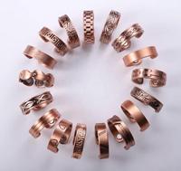 Bague solide magnétique réglable en cuivre pur avec placage cuivre antique moderne, moulée, pour unisexe, usage quotidien, cadeau