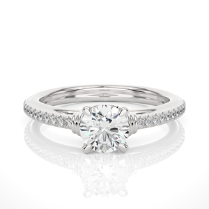 Bague de fiançailles de luxe en or 18 carats avec diamant naturel rond taille brillant de 1,23 carat, bijoux fins pour femmes - Product Image 3