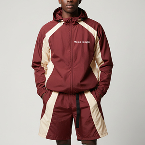 ชุดเซ็ตฮู้ดดี้แฟชั่นสตรีทแวร์สั่งทำพิเศษ กระเป๋าคาร์โก้ ชุดออกกำลังกายและวิ่งจ๊อกกิ้ง น้ำหนักเบา สีสันตัดกัน ชุดขาสั้น - Product Image 1