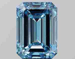 Diamant de laboratoire 2 carats, bleu vif fantaisie, taille émeraude, certifié IGI, clarté VS1, aspect naturel excellent, percé au laser - Product Image 1