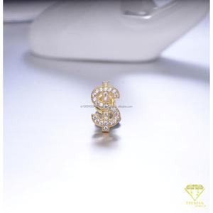 Boucles d'oreilles clous intemporelles en diamant de laboratoire motif dollar, en argent sterling 925, collection de bijoux de luxe Hip Hop - Product Image 4