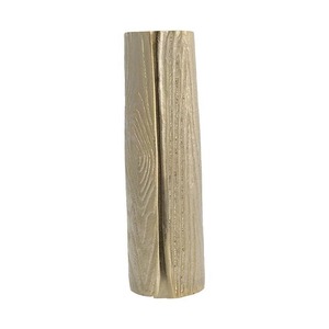Satin Finish Modern Brass Tabletop <b>Vase</b> Handmade With Ribbed Texture <b>Gold</b> Finish 12.5 In Height 8 In Width Decorative Art Piece - Product Image 3