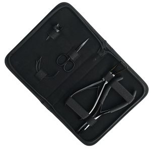 Professional Hair Extension Tools Kit Microbeads Remover 2 Hole Crimping Plier Scissor Parting Finger <b>Needle</b> Black Rexine <b>Case</b> - Product Image 6