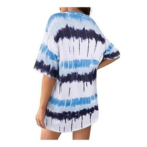 Wholesale Custom Women's Tie Dye T-Shirt Summer Short Sleeve Casual O-Neck Printed Pattern Slim Fit Quick Dry Breathable - Product Image 6